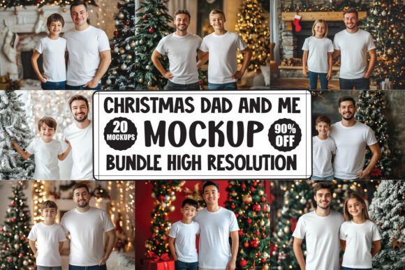 Christmas Dad and Me Mockup Bundle: Graphics & Product Mockups