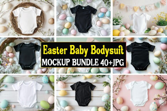 Easter Baby Bodysuit Mockup Bundle 02: Graphics & Product Mockups