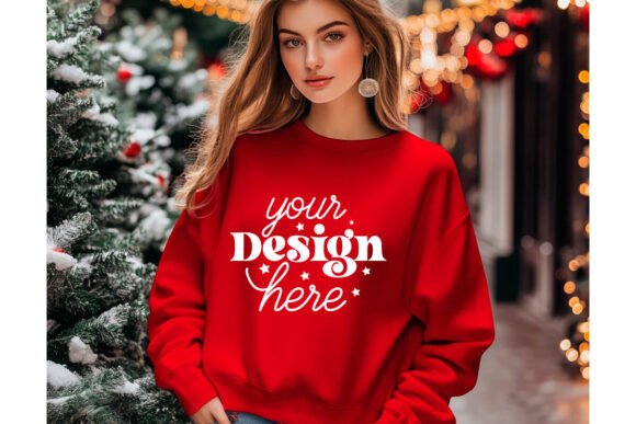 Red Christmas Sweater Mockup 15: Graphics & Product Mockups