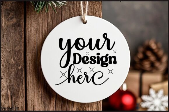 Round Christmas Ornament Mockup 126: Graphics for Product Mockups